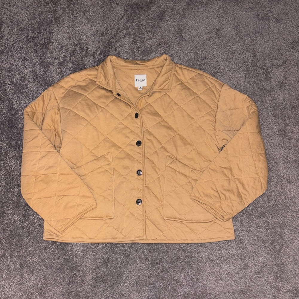 Kensie Camel Quilted Puffer Jacket